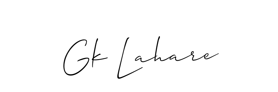 Make a beautiful signature design for name Gk Lahare. With this signature (Allison_Script) style, you can create a handwritten signature for free. Gk Lahare signature style 2 images and pictures png