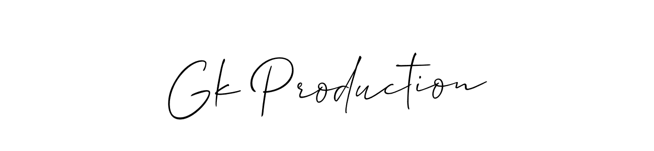 Similarly Allison_Script is the best handwritten signature design. Signature creator online .You can use it as an online autograph creator for name Gk Production. Gk Production signature style 2 images and pictures png