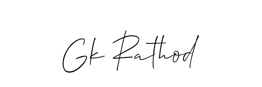 How to make Gk Rathod name signature. Use Allison_Script style for creating short signs online. This is the latest handwritten sign. Gk Rathod signature style 2 images and pictures png