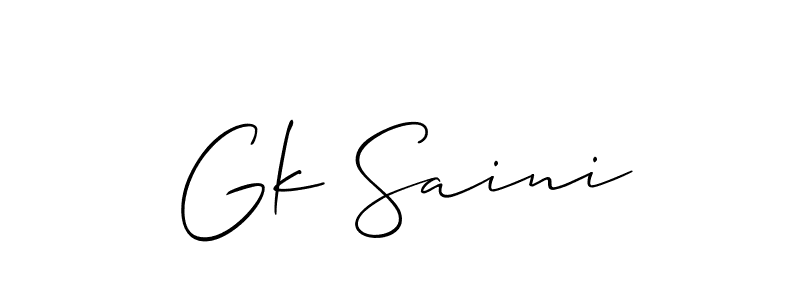 Also You can easily find your signature by using the search form. We will create Gk Saini name handwritten signature images for you free of cost using Allison_Script sign style. Gk Saini signature style 2 images and pictures png