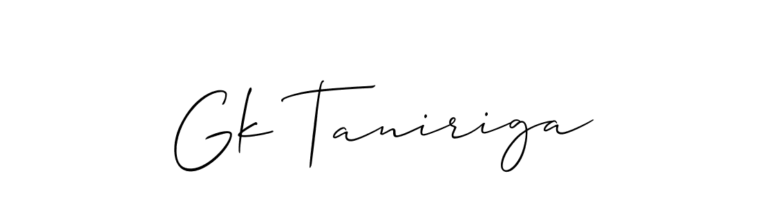 Create a beautiful signature design for name Gk Taniriga. With this signature (Allison_Script) fonts, you can make a handwritten signature for free. Gk Taniriga signature style 2 images and pictures png