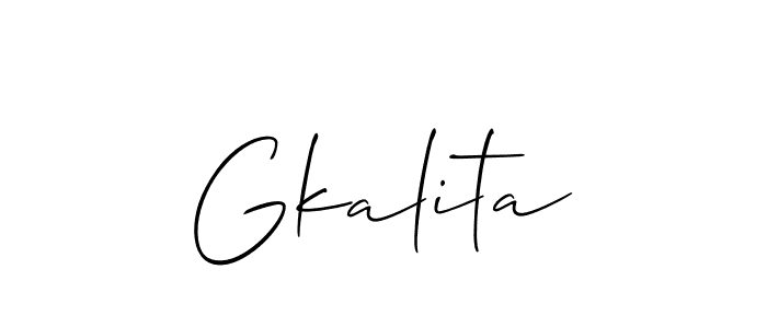 Create a beautiful signature design for name Gkalita. With this signature (Allison_Script) fonts, you can make a handwritten signature for free. Gkalita signature style 2 images and pictures png