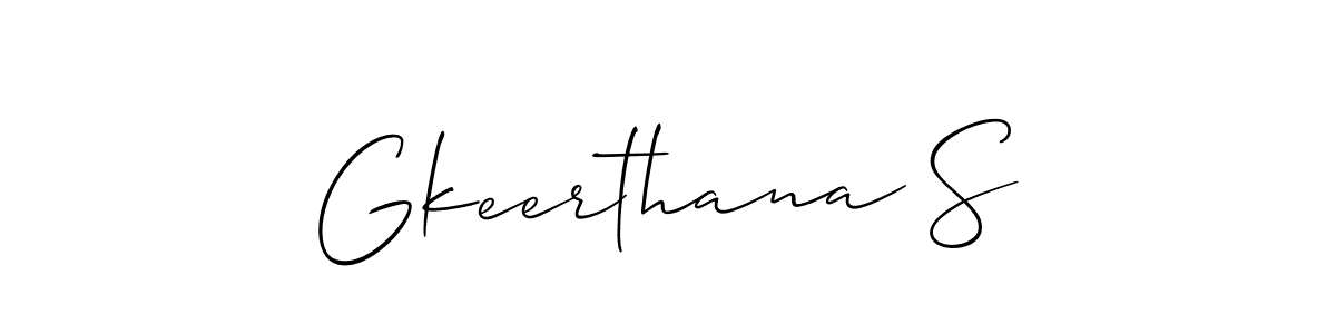 Also we have Gkeerthana S name is the best signature style. Create professional handwritten signature collection using Allison_Script autograph style. Gkeerthana S signature style 2 images and pictures png