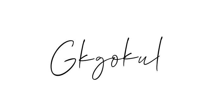 Create a beautiful signature design for name Gkgokul. With this signature (Allison_Script) fonts, you can make a handwritten signature for free. Gkgokul signature style 2 images and pictures png