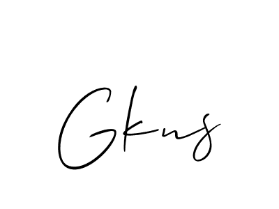 The best way (Allison_Script) to make a short signature is to pick only two or three words in your name. The name Gkns include a total of six letters. For converting this name. Gkns signature style 2 images and pictures png