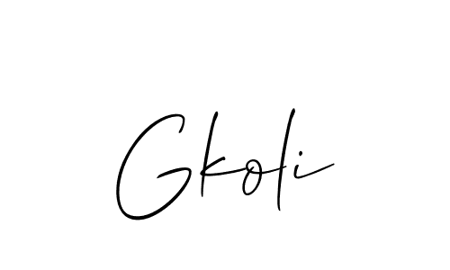 Design your own signature with our free online signature maker. With this signature software, you can create a handwritten (Allison_Script) signature for name Gkoli. Gkoli signature style 2 images and pictures png