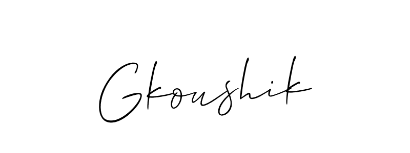 Create a beautiful signature design for name Gkoushik. With this signature (Allison_Script) fonts, you can make a handwritten signature for free. Gkoushik signature style 2 images and pictures png