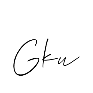 Make a beautiful signature design for name Gku. With this signature (Allison_Script) style, you can create a handwritten signature for free. Gku signature style 2 images and pictures png
