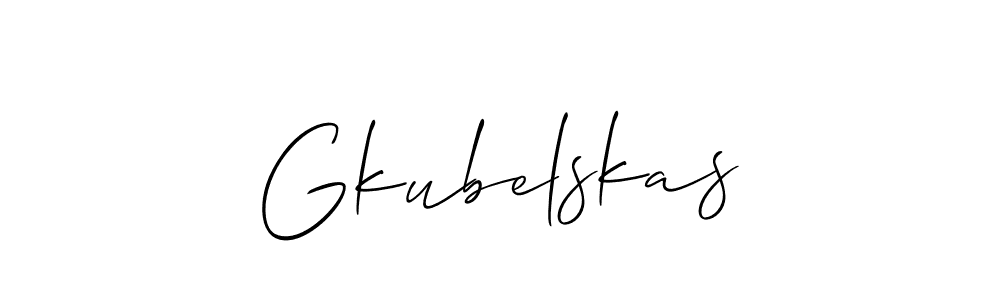 Use a signature maker to create a handwritten signature online. With this signature software, you can design (Allison_Script) your own signature for name Gkubelskas. Gkubelskas signature style 2 images and pictures png