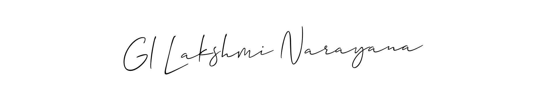 Create a beautiful signature design for name Gl Lakshmi Narayana. With this signature (Allison_Script) fonts, you can make a handwritten signature for free. Gl Lakshmi Narayana signature style 2 images and pictures png