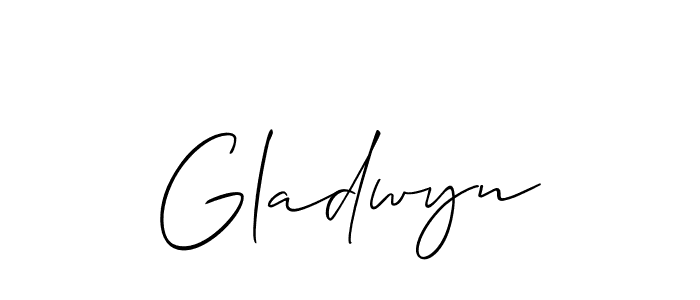 Make a beautiful signature design for name Gladwyn. With this signature (Allison_Script) style, you can create a handwritten signature for free. Gladwyn signature style 2 images and pictures png