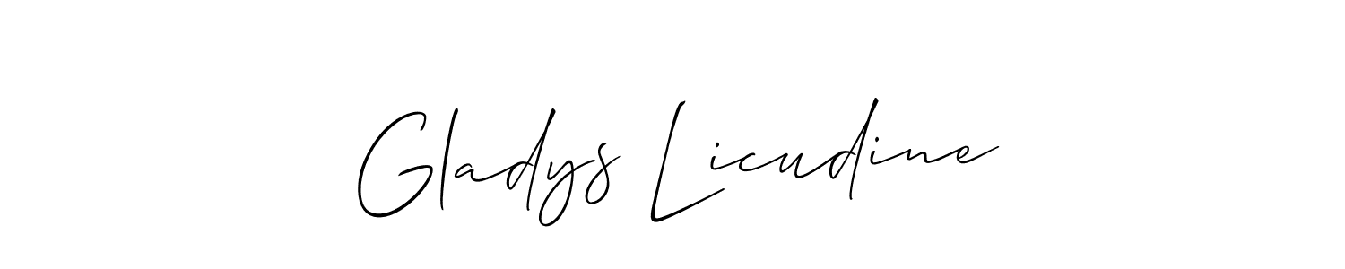 if you are searching for the best signature style for your name Gladys Licudine. so please give up your signature search. here we have designed multiple signature styles  using Allison_Script. Gladys Licudine signature style 2 images and pictures png