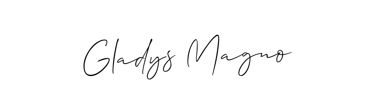 Use a signature maker to create a handwritten signature online. With this signature software, you can design (Allison_Script) your own signature for name Gladys Magno. Gladys Magno signature style 2 images and pictures png