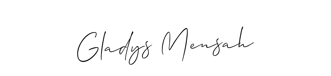 Make a beautiful signature design for name Gladys Mensah. With this signature (Allison_Script) style, you can create a handwritten signature for free. Gladys Mensah signature style 2 images and pictures png