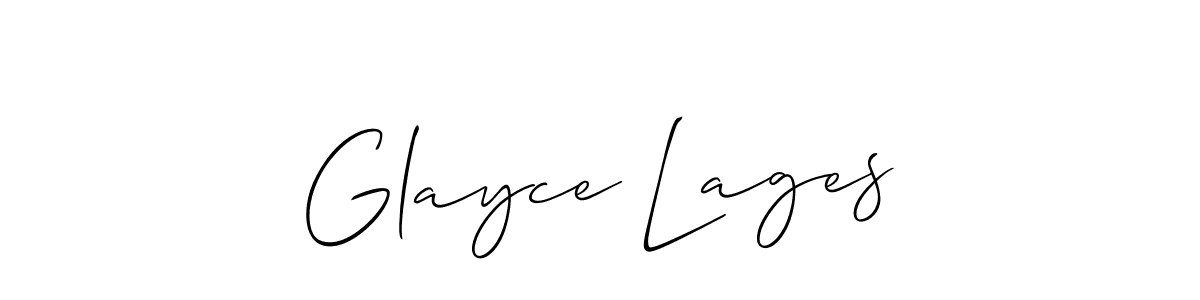 The best way (Allison_Script) to make a short signature is to pick only two or three words in your name. The name Glayce Lages include a total of six letters. For converting this name. Glayce Lages signature style 2 images and pictures png