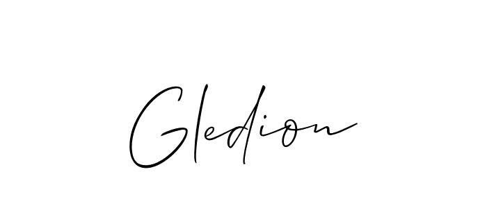 Make a beautiful signature design for name Gledion. With this signature (Allison_Script) style, you can create a handwritten signature for free. Gledion signature style 2 images and pictures png