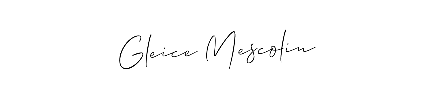 Make a short Gleice Mescolin signature style. Manage your documents anywhere anytime using Allison_Script. Create and add eSignatures, submit forms, share and send files easily. Gleice Mescolin signature style 2 images and pictures png