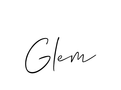 Design your own signature with our free online signature maker. With this signature software, you can create a handwritten (Allison_Script) signature for name Glem. Glem signature style 2 images and pictures png