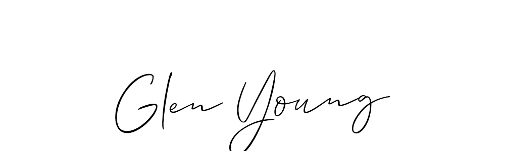The best way (Allison_Script) to make a short signature is to pick only two or three words in your name. The name Glen Young include a total of six letters. For converting this name. Glen Young signature style 2 images and pictures png