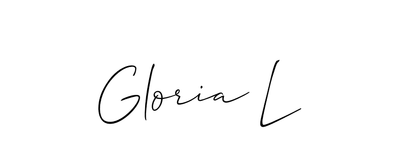 Make a beautiful signature design for name Gloria L. With this signature (Allison_Script) style, you can create a handwritten signature for free. Gloria L signature style 2 images and pictures png