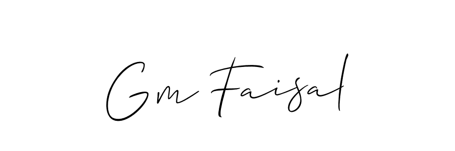 if you are searching for the best signature style for your name Gm Faisal. so please give up your signature search. here we have designed multiple signature styles  using Allison_Script. Gm Faisal signature style 2 images and pictures png