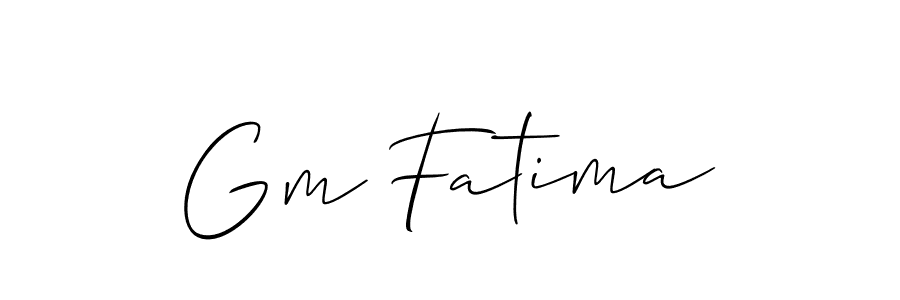 Use a signature maker to create a handwritten signature online. With this signature software, you can design (Allison_Script) your own signature for name Gm Fatima. Gm Fatima signature style 2 images and pictures png