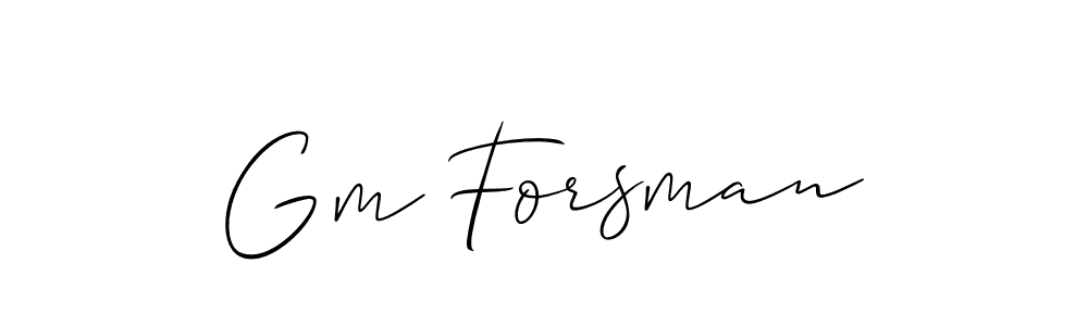 Create a beautiful signature design for name Gm Forsman. With this signature (Allison_Script) fonts, you can make a handwritten signature for free. Gm Forsman signature style 2 images and pictures png