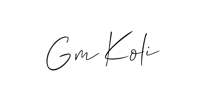 You should practise on your own different ways (Allison_Script) to write your name (Gm Koli) in signature. don't let someone else do it for you. Gm Koli signature style 2 images and pictures png