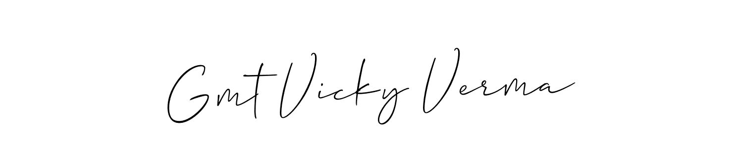 Create a beautiful signature design for name Gmt Vicky Verma. With this signature (Allison_Script) fonts, you can make a handwritten signature for free. Gmt Vicky Verma signature style 2 images and pictures png