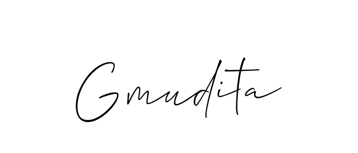 Make a beautiful signature design for name Gmudita. With this signature (Allison_Script) style, you can create a handwritten signature for free. Gmudita signature style 2 images and pictures png