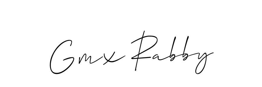 The best way (Allison_Script) to make a short signature is to pick only two or three words in your name. The name Gmx Rabby include a total of six letters. For converting this name. Gmx Rabby signature style 2 images and pictures png
