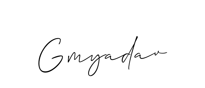 Create a beautiful signature design for name Gmyadav. With this signature (Allison_Script) fonts, you can make a handwritten signature for free. Gmyadav signature style 2 images and pictures png