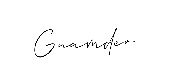 Make a beautiful signature design for name Gnamdev. With this signature (Allison_Script) style, you can create a handwritten signature for free. Gnamdev signature style 2 images and pictures png