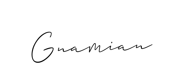 Also You can easily find your signature by using the search form. We will create Gnamian name handwritten signature images for you free of cost using Allison_Script sign style. Gnamian signature style 2 images and pictures png