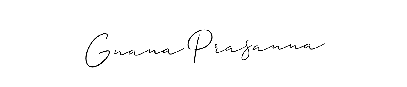 if you are searching for the best signature style for your name Gnana Prasanna. so please give up your signature search. here we have designed multiple signature styles  using Allison_Script. Gnana Prasanna signature style 2 images and pictures png