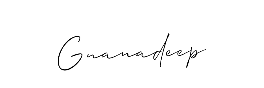 Use a signature maker to create a handwritten signature online. With this signature software, you can design (Allison_Script) your own signature for name Gnanadeep. Gnanadeep signature style 2 images and pictures png
