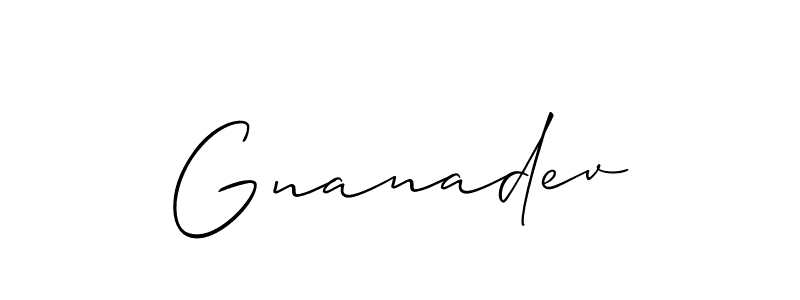 Design your own signature with our free online signature maker. With this signature software, you can create a handwritten (Allison_Script) signature for name Gnanadev. Gnanadev signature style 2 images and pictures png