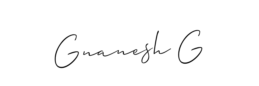 if you are searching for the best signature style for your name Gnanesh G. so please give up your signature search. here we have designed multiple signature styles  using Allison_Script. Gnanesh G signature style 2 images and pictures png