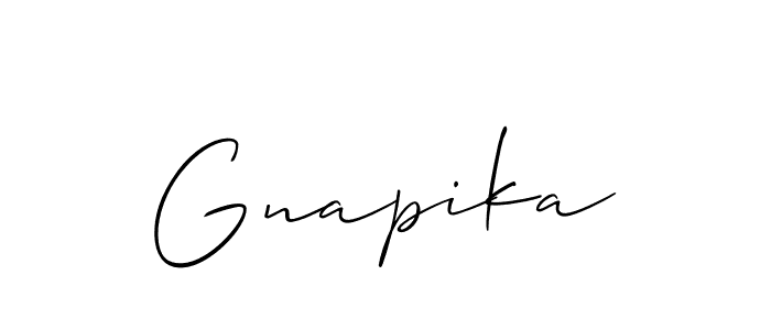 Use a signature maker to create a handwritten signature online. With this signature software, you can design (Allison_Script) your own signature for name Gnapika. Gnapika signature style 2 images and pictures png