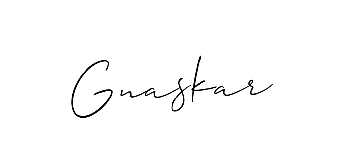 It looks lik you need a new signature style for name Gnaskar. Design unique handwritten (Allison_Script) signature with our free signature maker in just a few clicks. Gnaskar signature style 2 images and pictures png