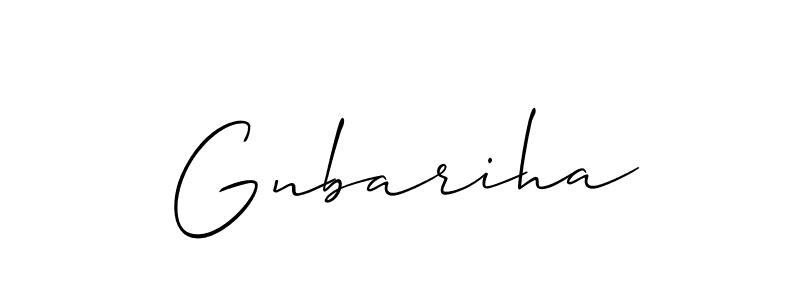 Allison_Script is a professional signature style that is perfect for those who want to add a touch of class to their signature. It is also a great choice for those who want to make their signature more unique. Get Gnbariha name to fancy signature for free. Gnbariha signature style 2 images and pictures png