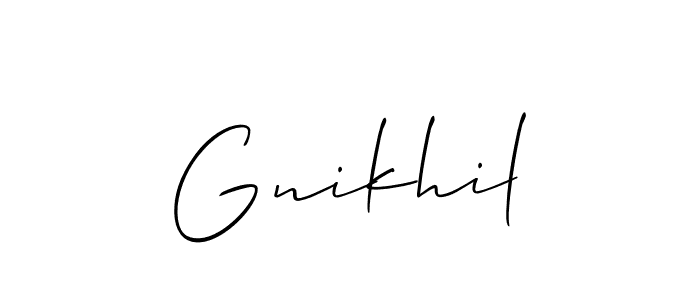 How to make Gnikhil signature? Allison_Script is a professional autograph style. Create handwritten signature for Gnikhil name. Gnikhil signature style 2 images and pictures png