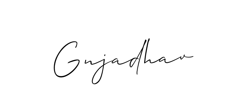 Also You can easily find your signature by using the search form. We will create Gnjadhav name handwritten signature images for you free of cost using Allison_Script sign style. Gnjadhav signature style 2 images and pictures png