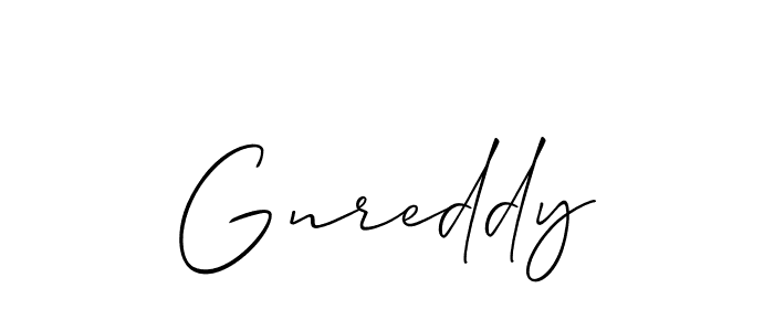 Make a beautiful signature design for name Gnreddy. With this signature (Allison_Script) style, you can create a handwritten signature for free. Gnreddy signature style 2 images and pictures png