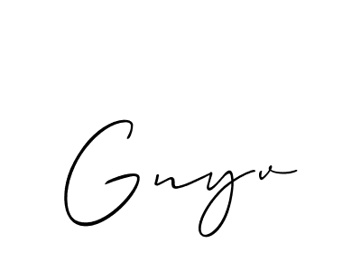 Make a beautiful signature design for name Gnyv. With this signature (Allison_Script) style, you can create a handwritten signature for free. Gnyv signature style 2 images and pictures png