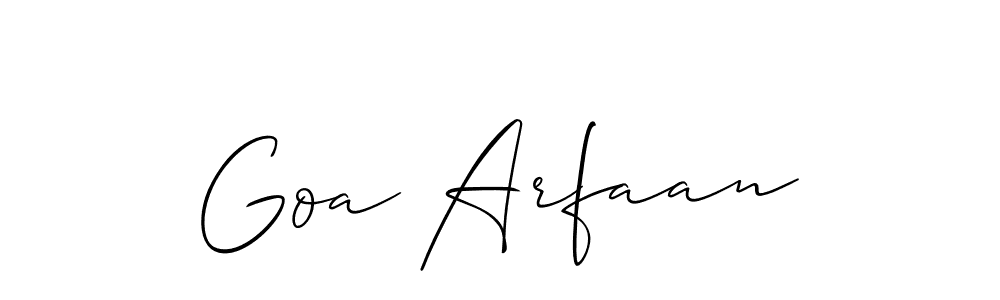 Use a signature maker to create a handwritten signature online. With this signature software, you can design (Allison_Script) your own signature for name Goa Arfaan. Goa Arfaan signature style 2 images and pictures png