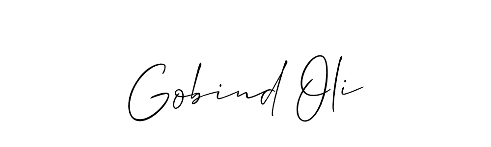 How to make Gobind Oli name signature. Use Allison_Script style for creating short signs online. This is the latest handwritten sign. Gobind Oli signature style 2 images and pictures png