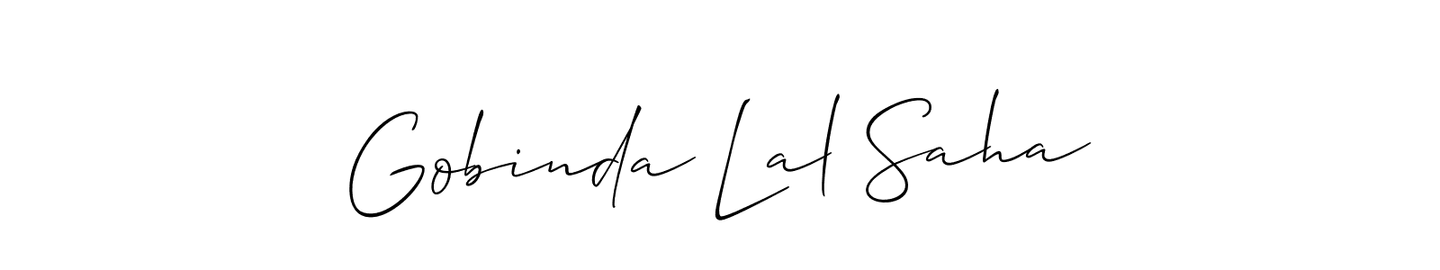 Also You can easily find your signature by using the search form. We will create Gobinda Lal Saha name handwritten signature images for you free of cost using Allison_Script sign style. Gobinda Lal Saha signature style 2 images and pictures png