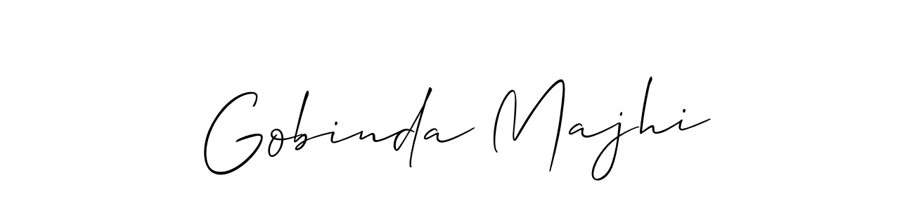 Also You can easily find your signature by using the search form. We will create Gobinda Majhi name handwritten signature images for you free of cost using Allison_Script sign style. Gobinda Majhi signature style 2 images and pictures png