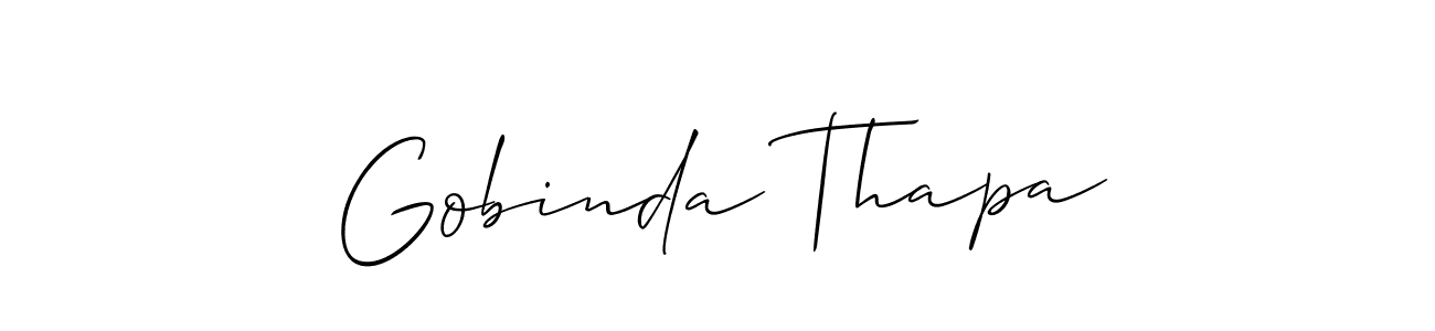 Create a beautiful signature design for name Gobinda Thapa. With this signature (Allison_Script) fonts, you can make a handwritten signature for free. Gobinda Thapa signature style 2 images and pictures png
